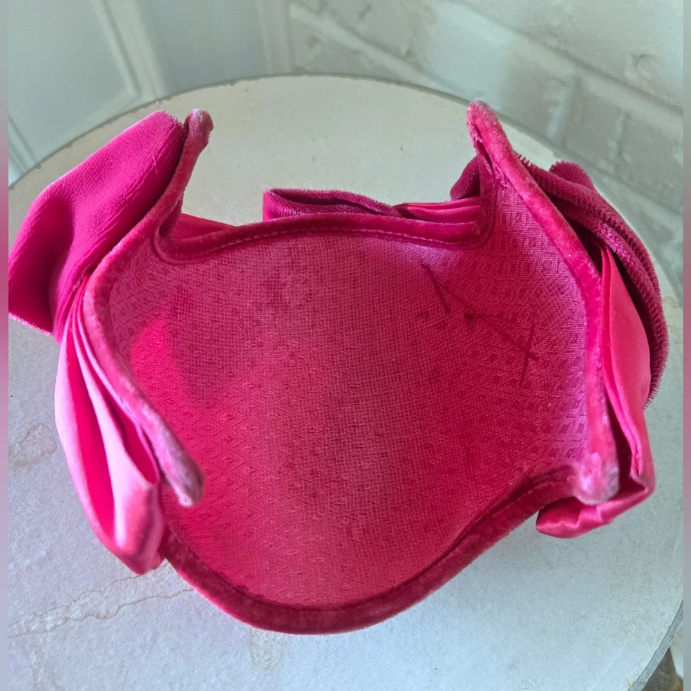 Vtg 1950s Lilly Daché Floral Calot Hat, Ribbon, Velvet, S/7 - Picture 9 of 15